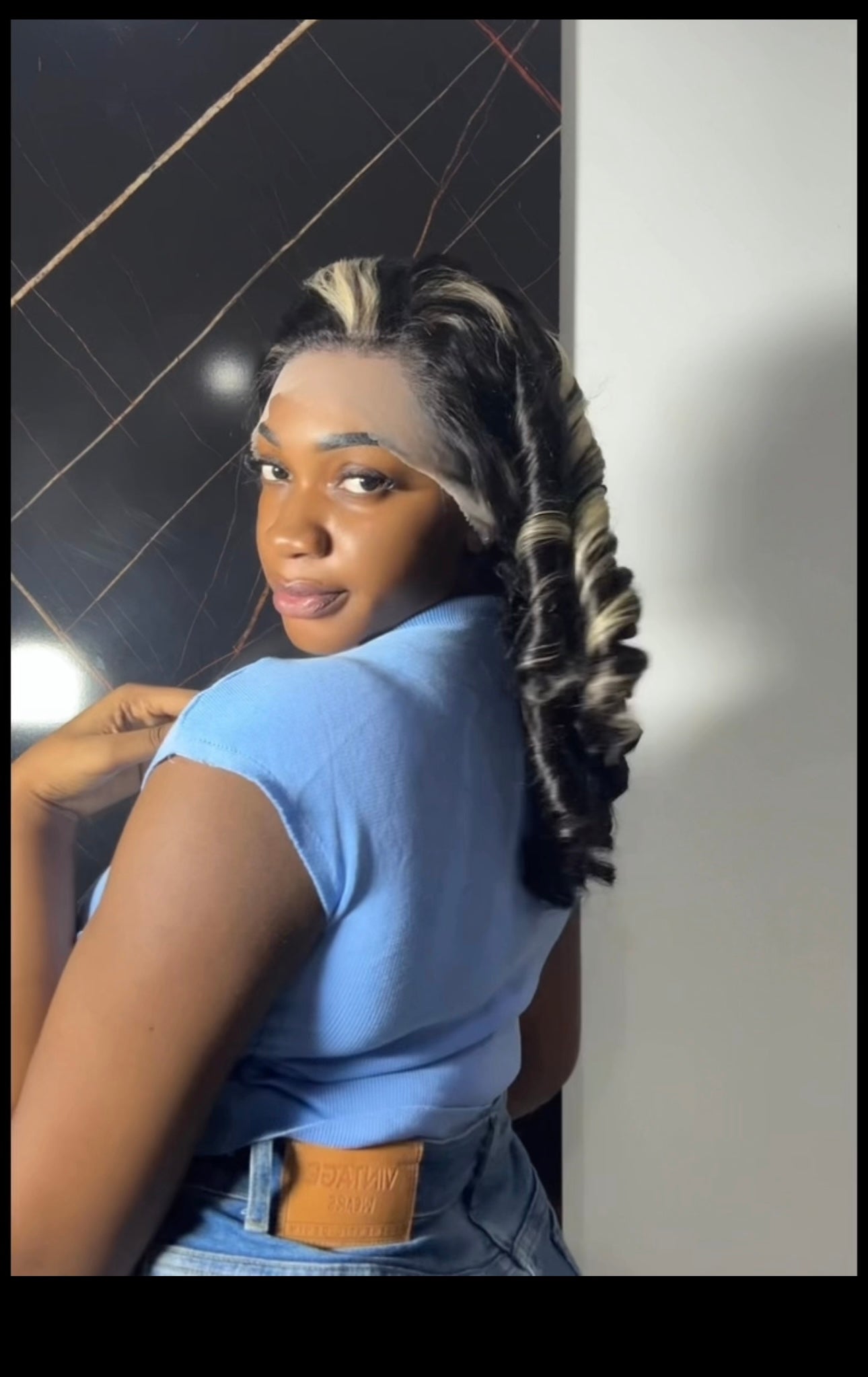 SDD (GRADE 15A)BOUNCY WIG 20inches with full frontal (factory wig)