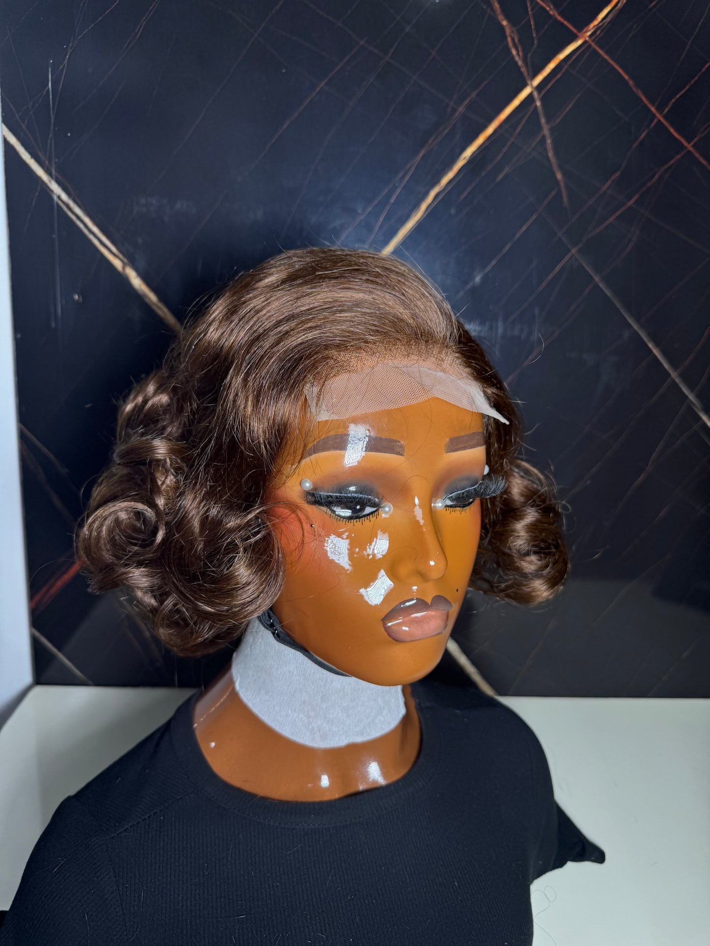 Super double drawn flip bounce  chestnut colour 10inches with 5x5 closure(factory wig)