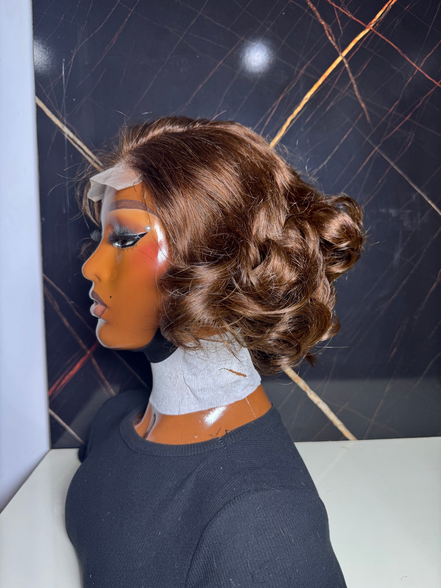 Super double drawn flip bounce  chestnut colour 10inches with 5x5 closure(factory wig)