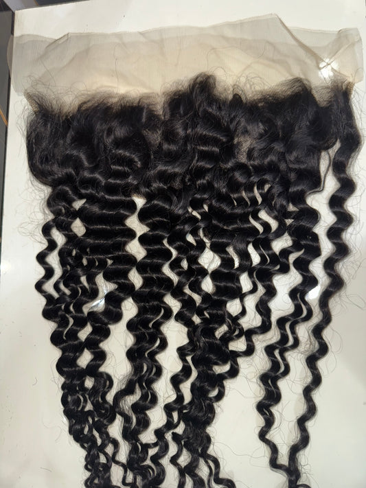 Super double drawn grade 15A luxury deep wave 24inches 13x4 closure natural colour