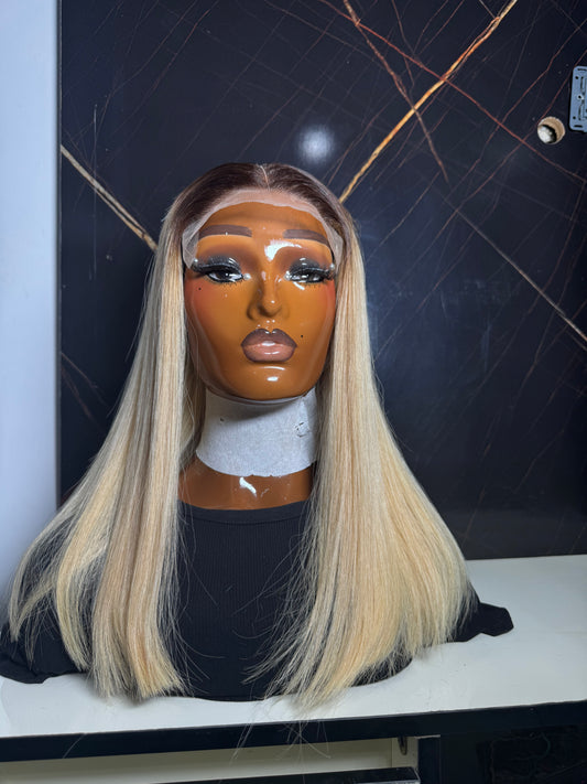 Single donor Vietnamese bone straight 14inches with 5x5 closure blonde colour (available only on preorder) (6-7weeks).