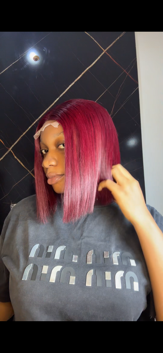Super double drawn Vietnamese bone straight 10inches with 2x6 closure (already wigged and styled). Burgundy
